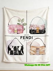 Fendi Watercolor Bag Collection Flannel Throw Blanket IMG_9586